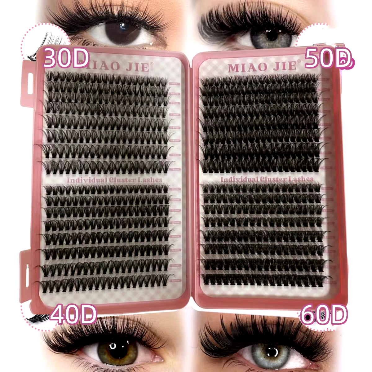 MJ DIY Lashes Extensions Kit 800Pcs Lash Clusters 80D/100D Wispy Individual Lashes Mix 9-18Mm Cluster Eyelash Extension