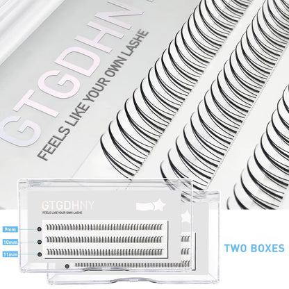Two Boxes DIY Lashes A/M Shape Spikes Cluster Eyelash Extension Fishtail Mix 3D Heat Bonded False Individual Makeup Premade Fan