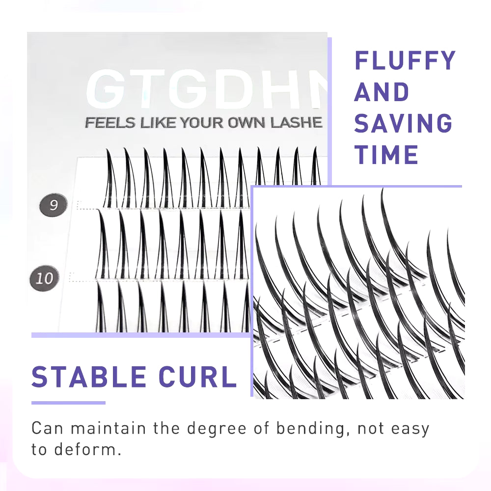 DIY A/M Shape Spikes Cluster Eyelash Extension Fish Tail Mix 3D Heat Bonded False Lashes Individual Makeup Natural Premade Fan