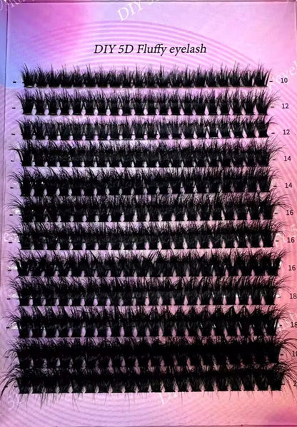240Ps DIY 5D Fluffy Lash Clusters 100D Thick Eyelash Clusters CC Curl Wispy Individual Lashes 10-20Mm Cluster Eyelash Extensions