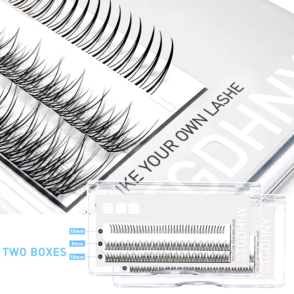 Two Boxes DIY Lashes A/M Shape Spikes Cluster Eyelash Extension Fishtail Mix 3D Heat Bonded False Individual Makeup Premade Fan