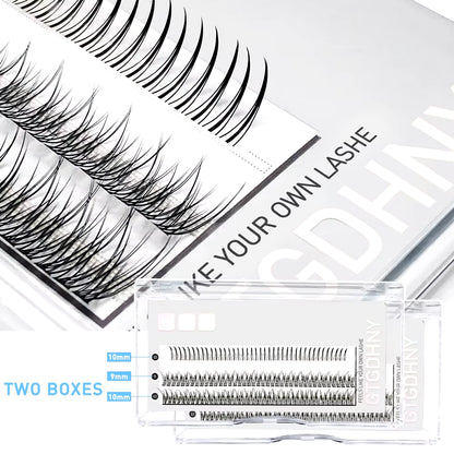 Two Boxes DIY Lashes A/M Shape Spikes Cluster Eyelash Extension Fishtail Mix 3D Heat Bonded False Individual Makeup Premade Fan