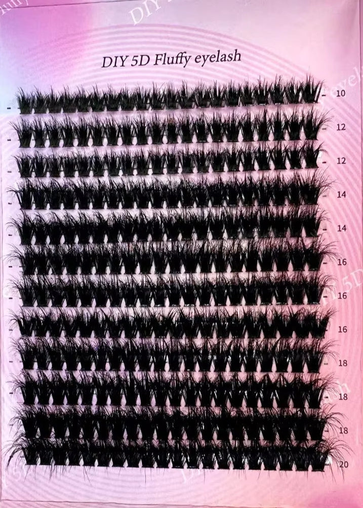 240Ps DIY 5D Fluffy Lash Clusters 100D Thick Eyelash Clusters CC Curl Wispy Individual Lashes 10-20Mm Cluster Eyelash Extensions