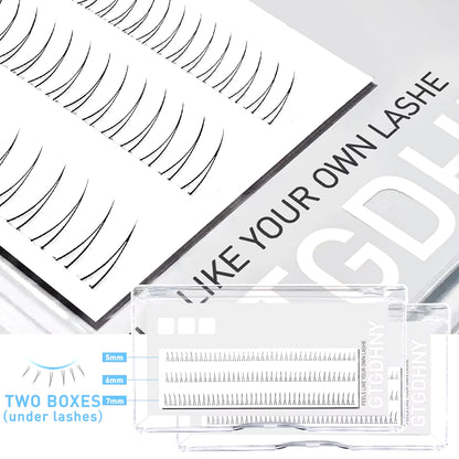 Two Boxes DIY Lashes A/M Shape Spikes Cluster Eyelash Extension Fishtail Mix 3D Heat Bonded False Individual Makeup Premade Fan