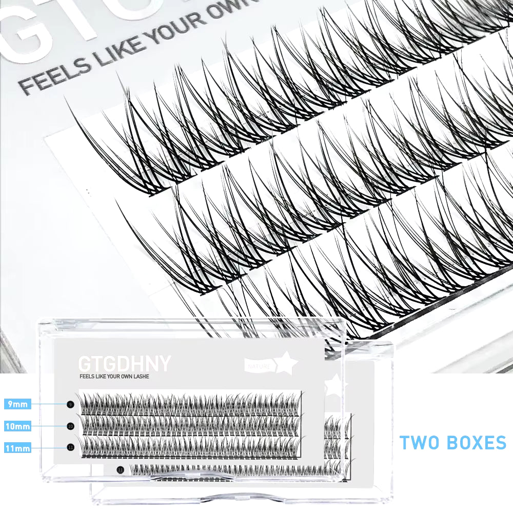 Two Boxes DIY Lashes A/M Shape Spikes Cluster Eyelash Extension Fishtail Mix 3D Heat Bonded False Individual Makeup Premade Fan