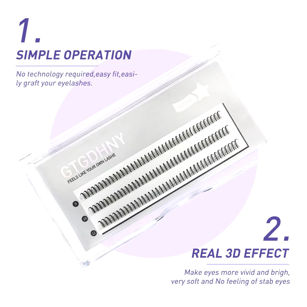 DIY A/M Shape Spikes Cluster Eyelash Extension Fish Tail Mix 3D Heat Bonded False Lashes Individual Makeup Natural Premade Fan