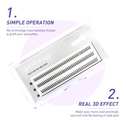 DIY A/M Shape Spikes Cluster Eyelash Extension Fish Tail Mix 3D Heat Bonded False Lashes Individual Makeup Natural Premade Fan
