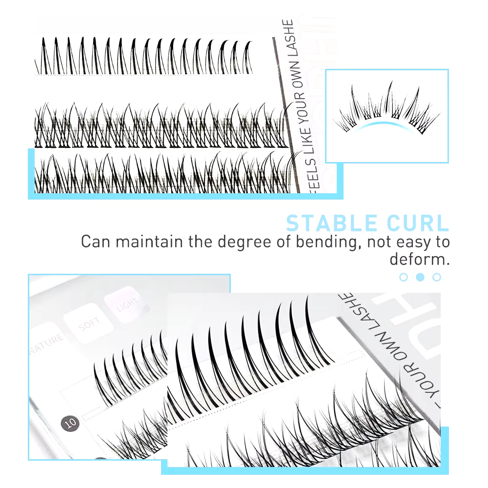 Two Boxes DIY Lashes A/M Shape Spikes Cluster Eyelash Extension Fishtail Mix 3D Heat Bonded False Individual Makeup Premade Fan