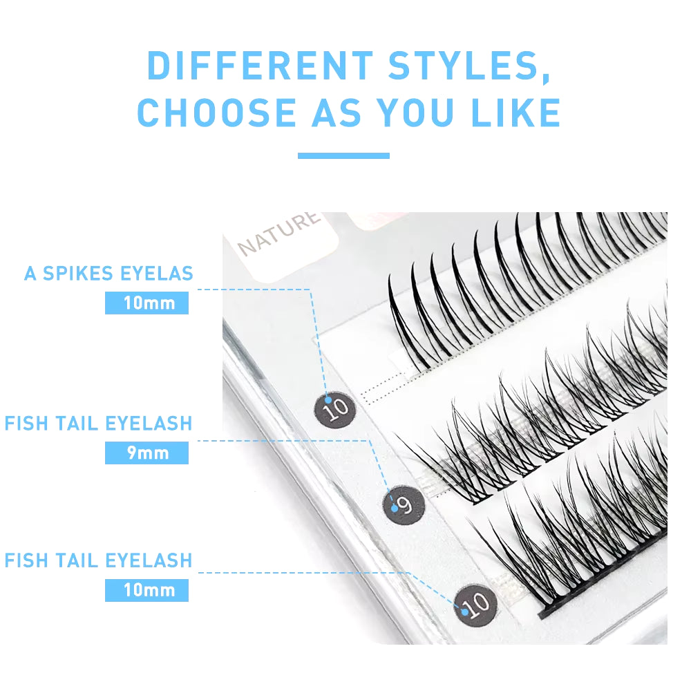 Two Boxes DIY Lashes A/M Shape Spikes Cluster Eyelash Extension Fishtail Mix 3D Heat Bonded False Individual Makeup Premade Fan
