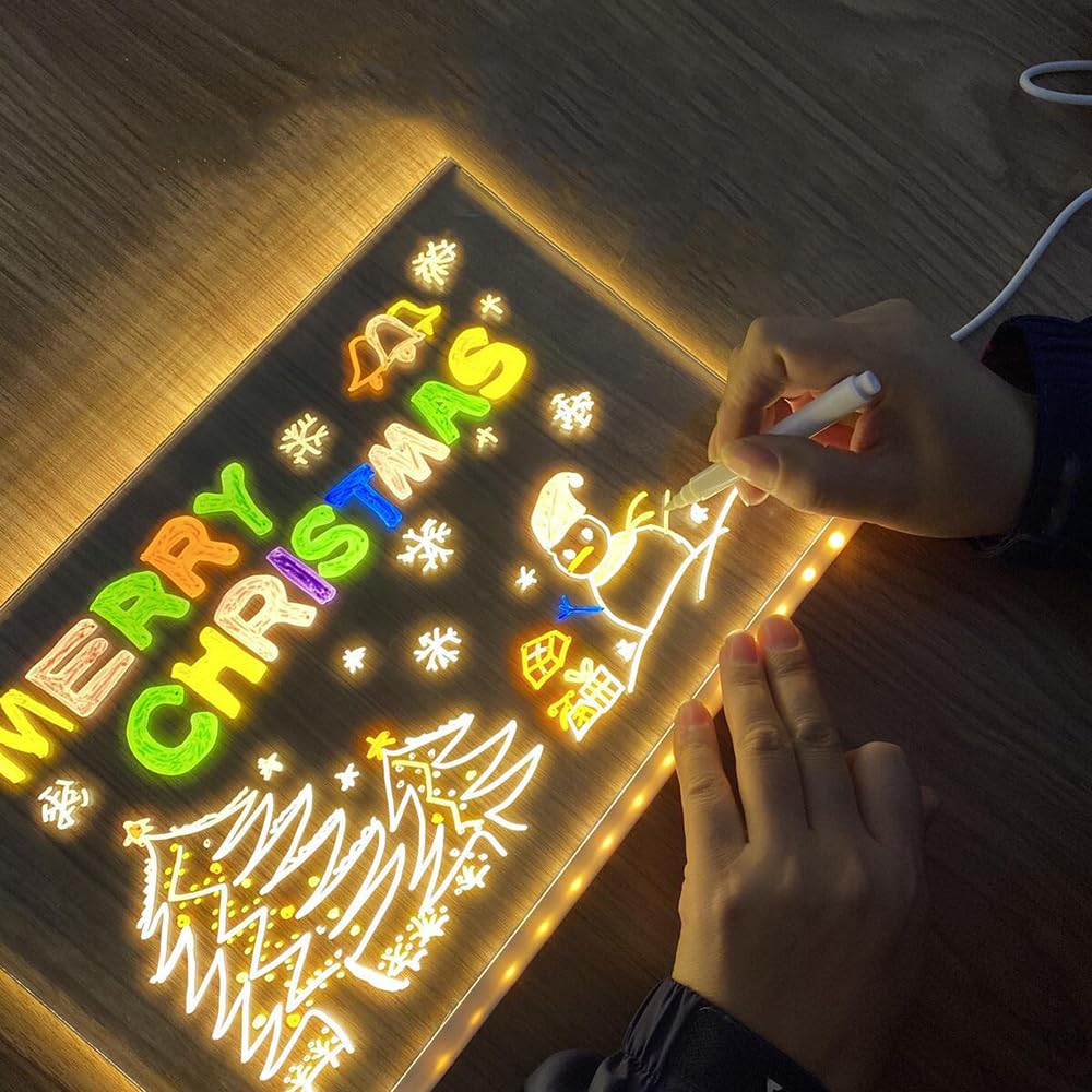 ReSet LED Message Note Board with 7 Colorful Pens – Light Up Erasable Neon Sign for Home, Office & School ✨