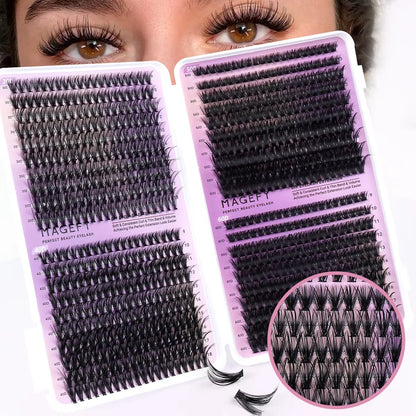 MJ DIY Lashes Extensions Kit 800Pcs Lash Clusters 80D/100D Wispy Individual Lashes Mix 9-18Mm Cluster Eyelash Extension