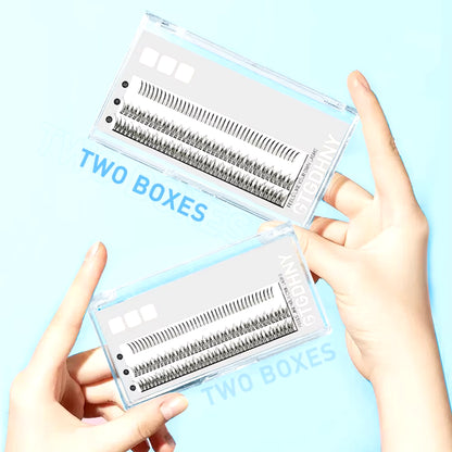 Two Boxes DIY Lashes A/M Shape Spikes Cluster Eyelash Extension Fishtail Mix 3D Heat Bonded False Individual Makeup Premade Fan