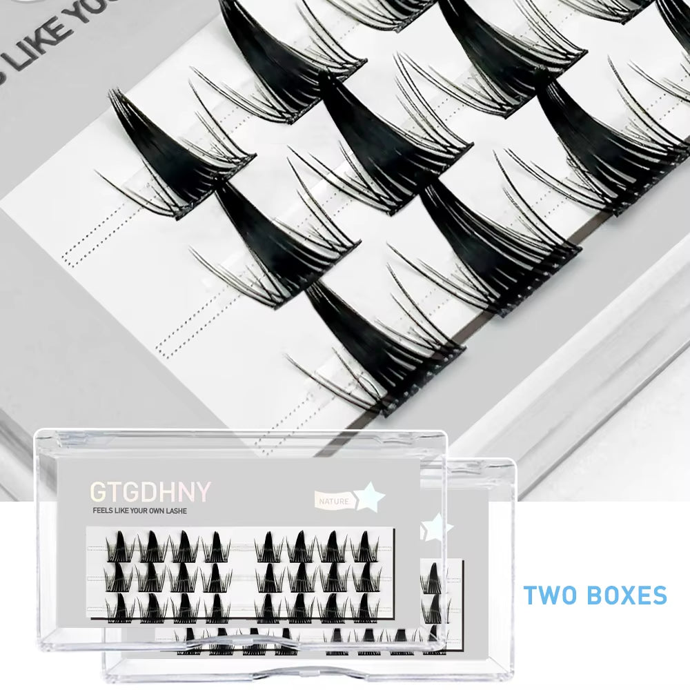 Two Boxes DIY Lashes A/M Shape Spikes Cluster Eyelash Extension Fishtail Mix 3D Heat Bonded False Individual Makeup Premade Fan