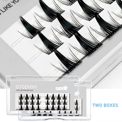 Two Boxes DIY Lashes A/M Shape Spikes Cluster Eyelash Extension Fishtail Mix 3D Heat Bonded False Individual Makeup Premade Fan